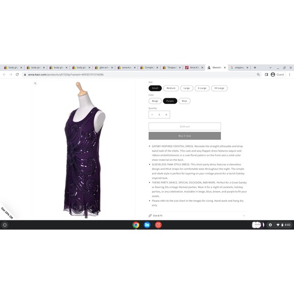 Anna-Kaci  Womens Sleeveless Floral Embroidery Beaded Sequin Mini Dress Purple - Picture 3 of 11